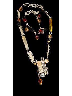 Anne-Marie Chagnon Jewelry Set Bracelet And Necklace Brutalist Mid Century